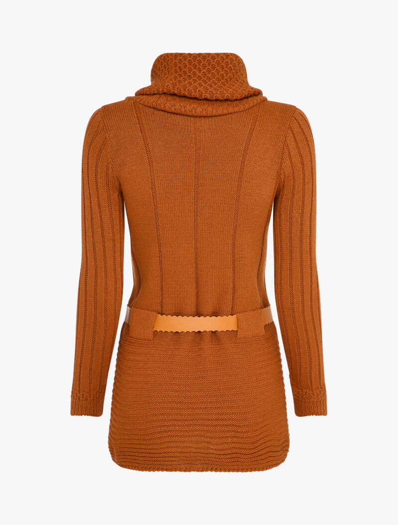 Pull à col roulé long en maille - Marron - 2
