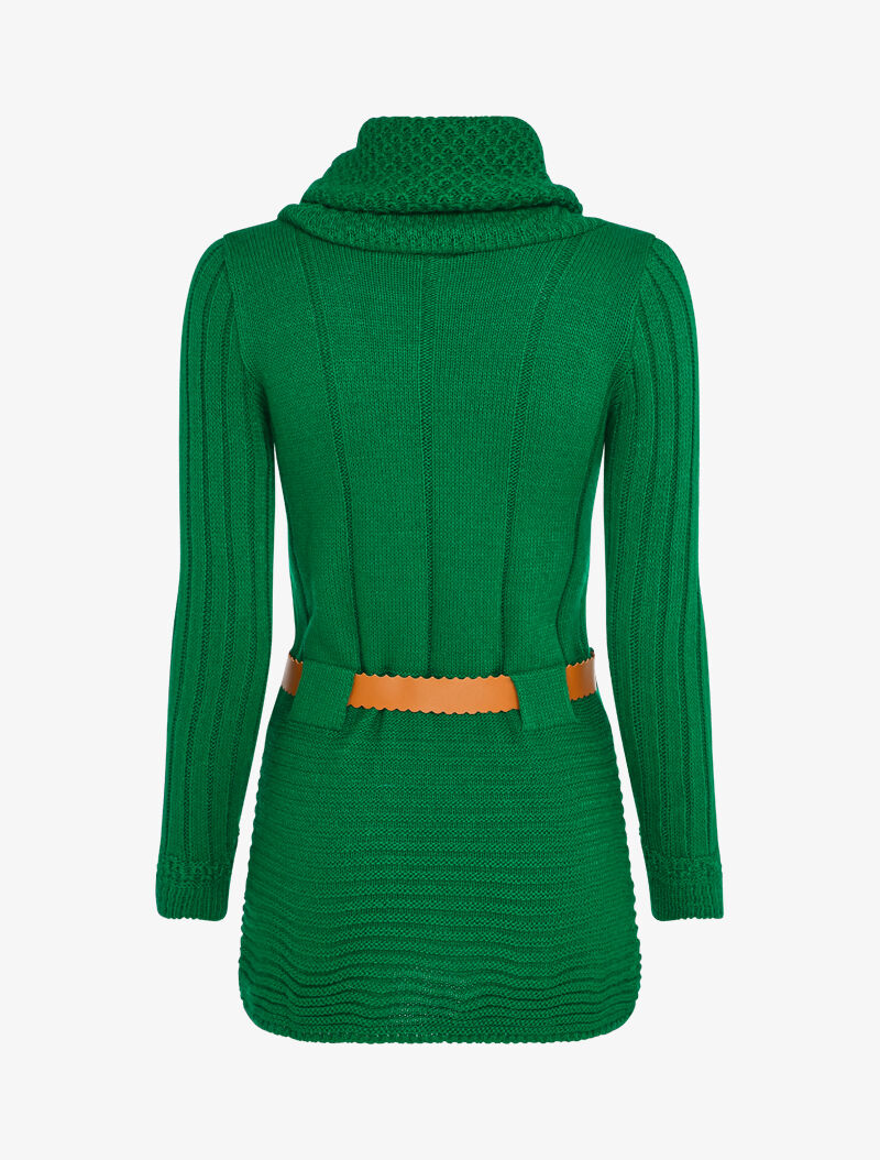 Pull à col roulé long en maille - Vert forêt - 2