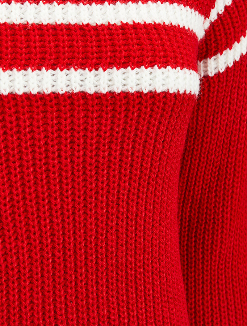 Pull oversize à bandes contrastantes - Rouge - 3