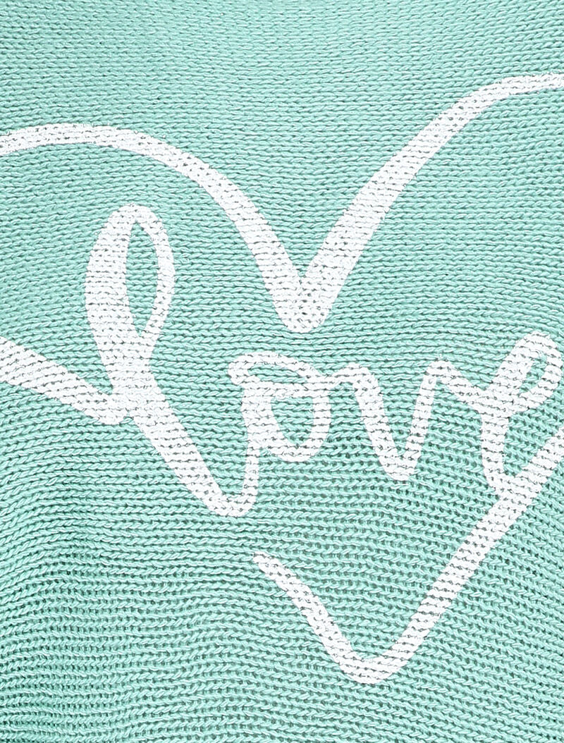 Pull chauve-souris à imprimé LOVE - Bleu turquoise - 3