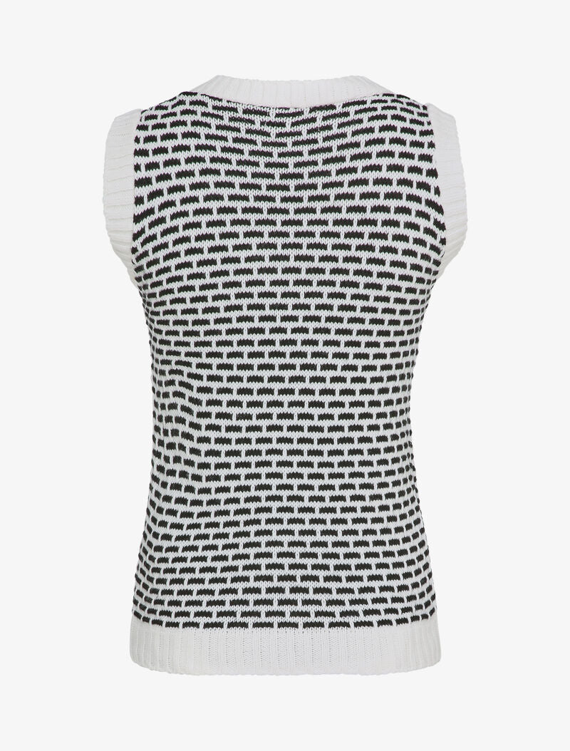 Pull sans manches à imprimé effet brique - Blanc - 2