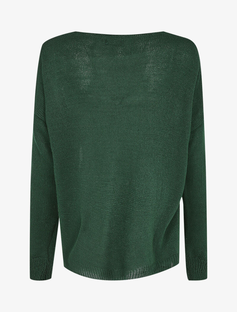 Pull long oversize à inscriptions - Vert foncé - 2