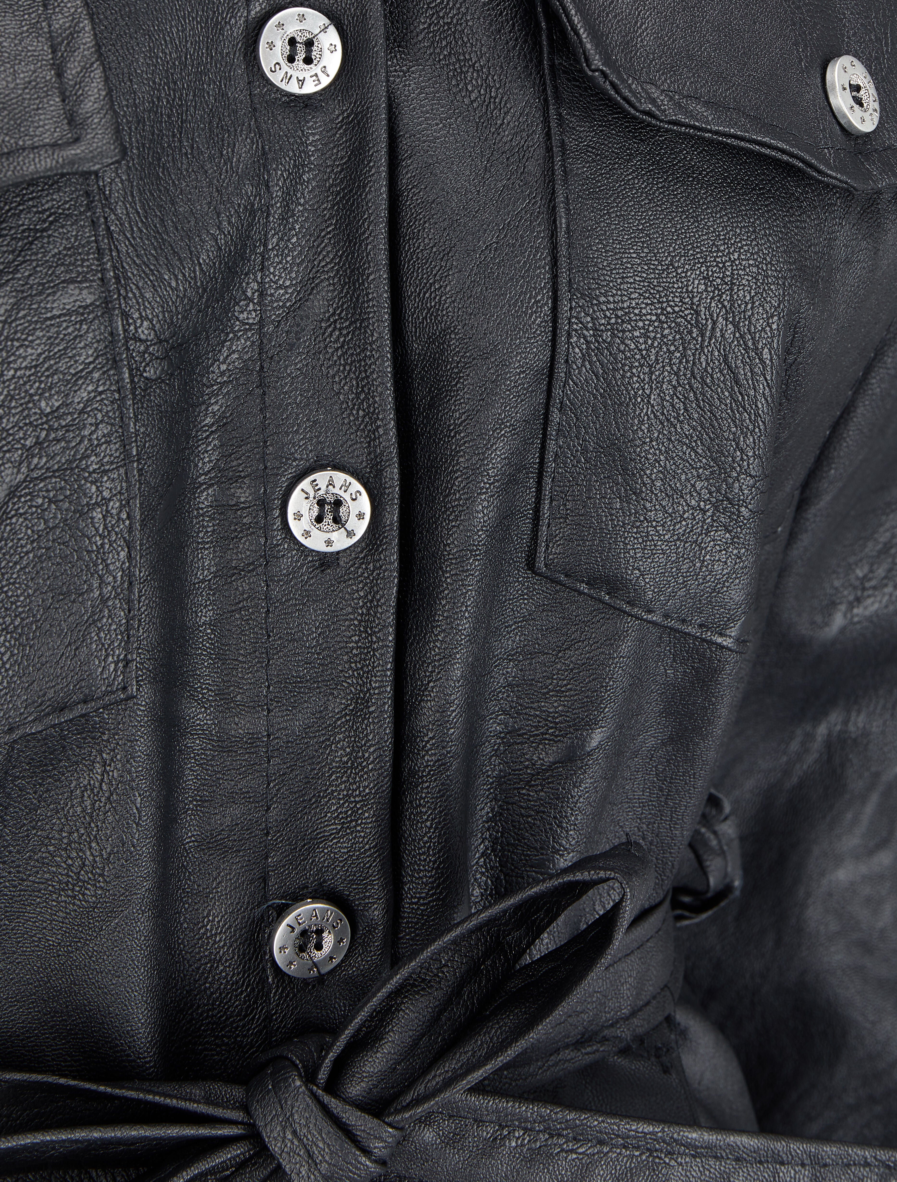 Chemise oversize en simili - Noir - 3