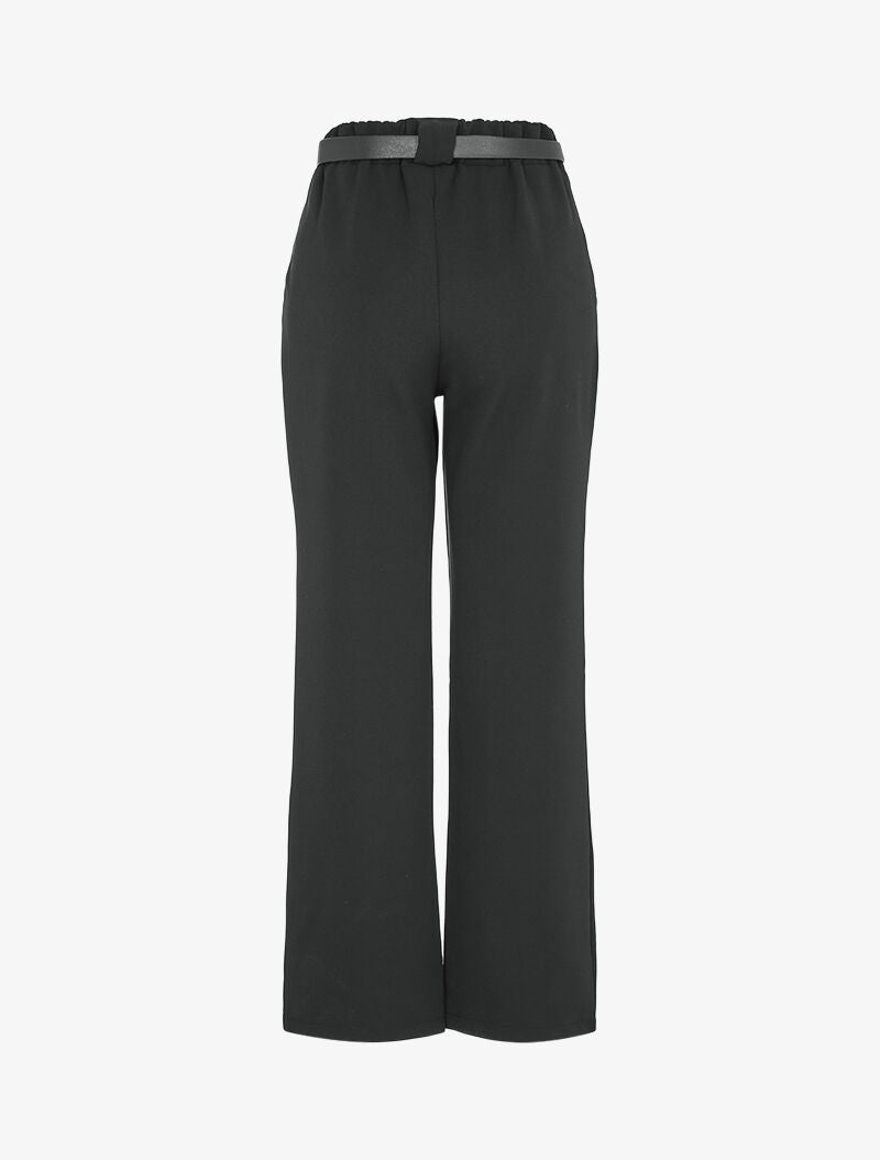 Pantalon coupe droite à taille haute élastiquée - Noir - 2