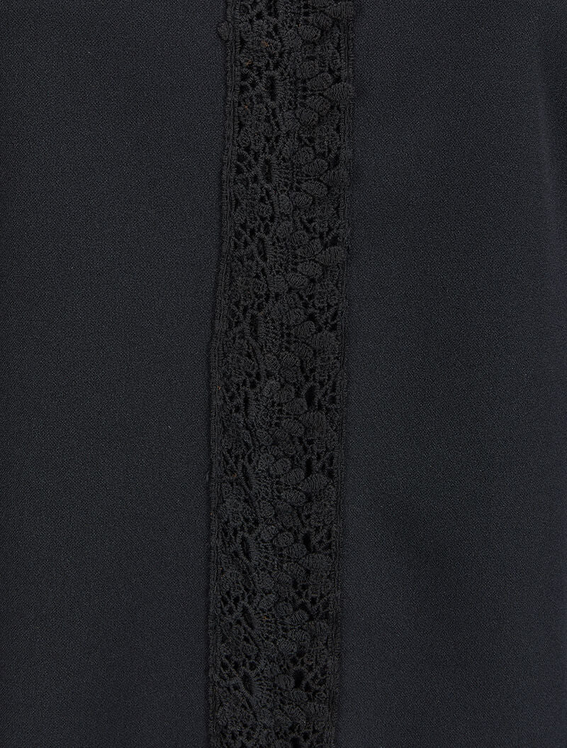Blouse à col V en crochet - Noir - 3