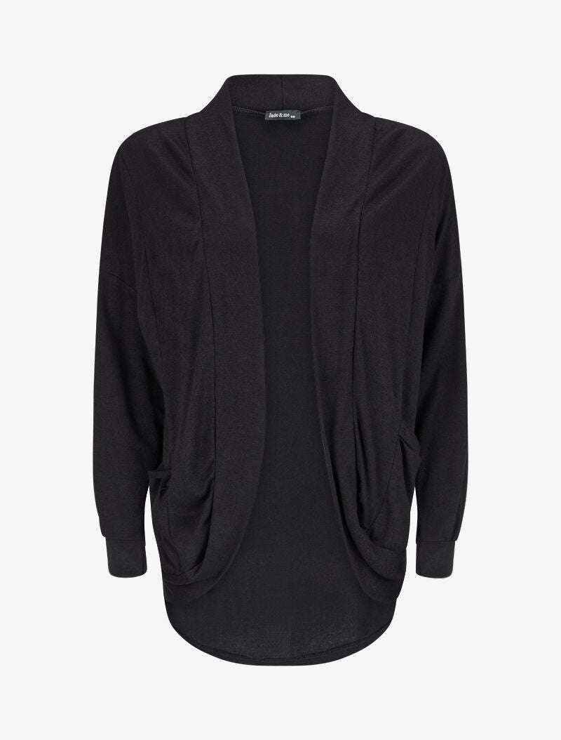 Gilet mi-long ouvert - Noir - 4