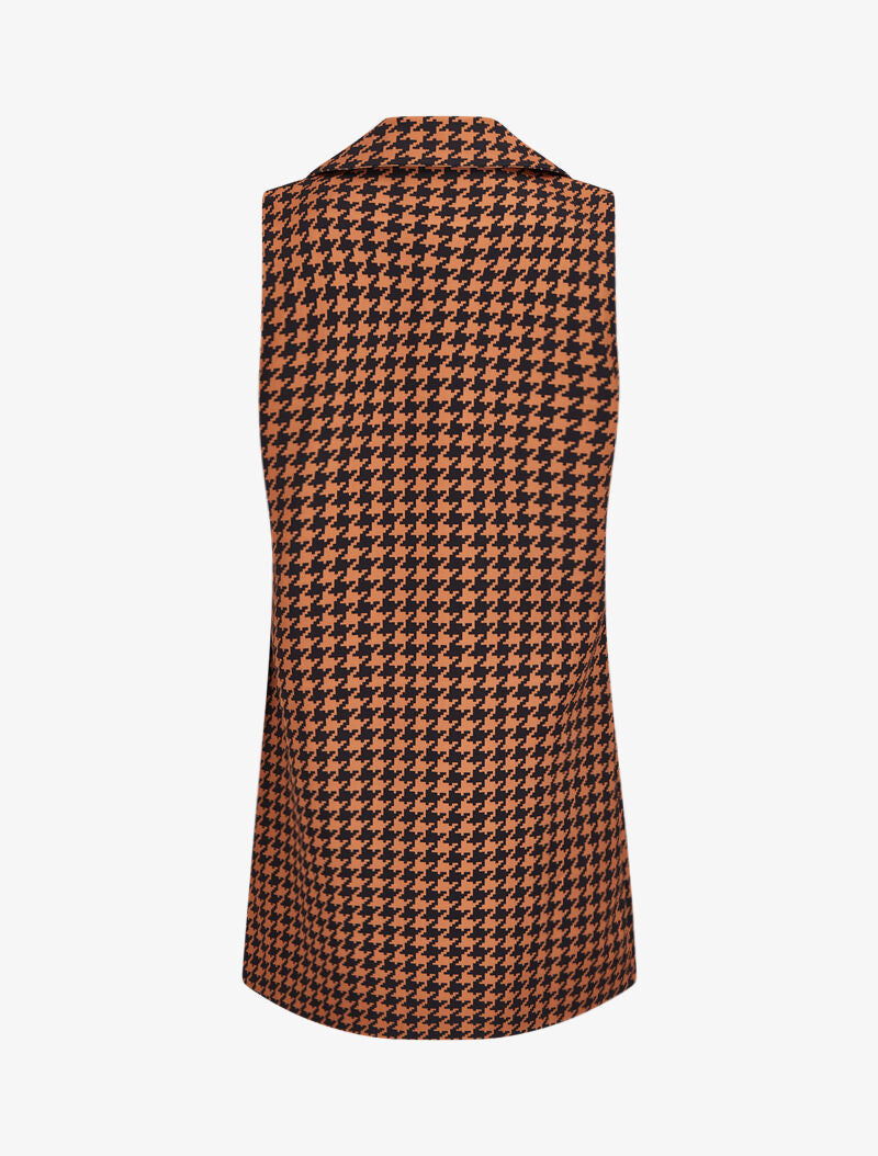 Veste style blazer à imprimé pied de poule - Camel/noir - 2