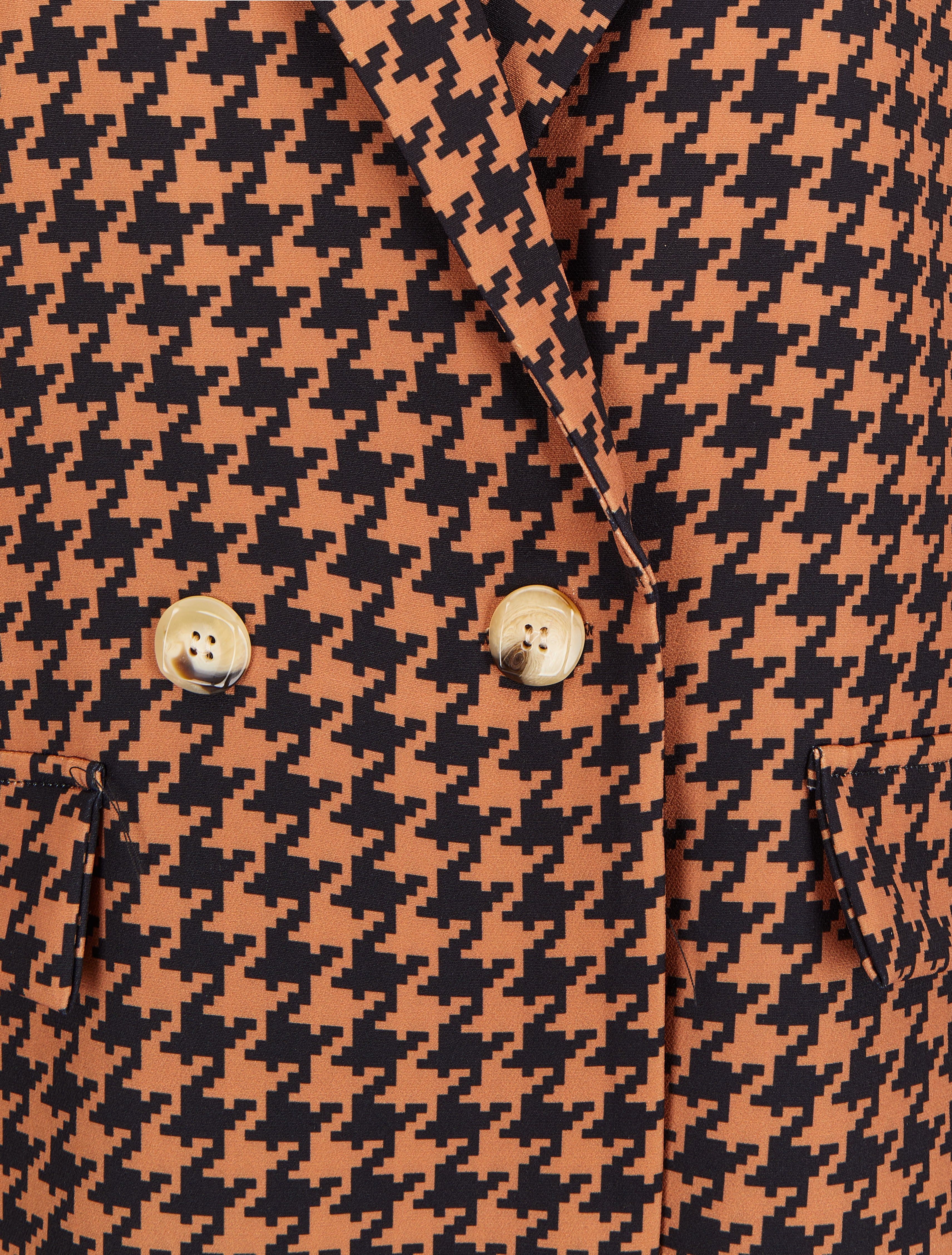 Veste style blazer à imprimé pied de poule - Camel/noir - 3
