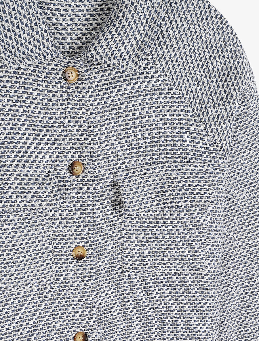 Surchemise effet toile tissée - Bleu - 3