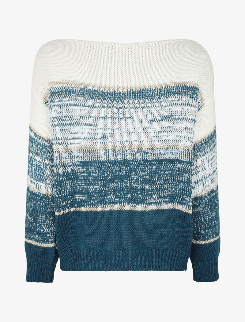 Pull col bateau à motifs rayés dorés - Bleu - 2