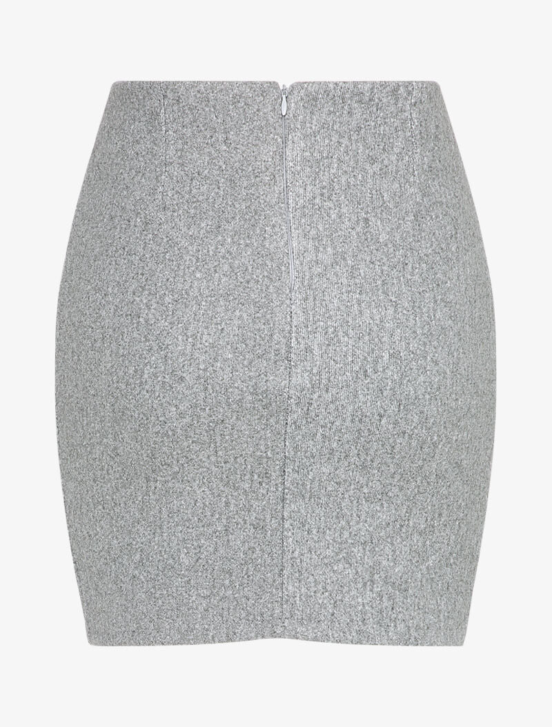 Mini jupe fourreau taille haute - Gris chiné - 2