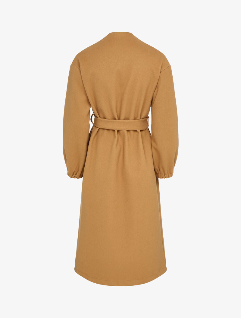 Manteau long à poignets élastiqués - Camel - 2