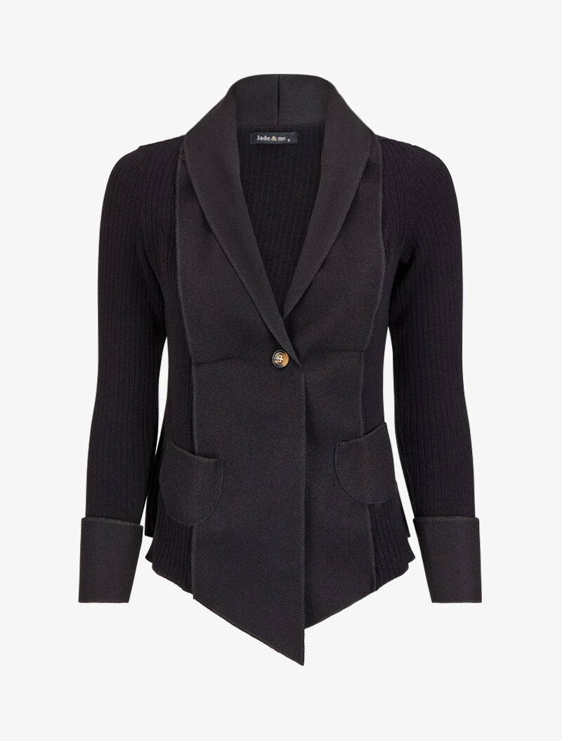 Gilet côtelé à pans asymétriques - Noir - 1
