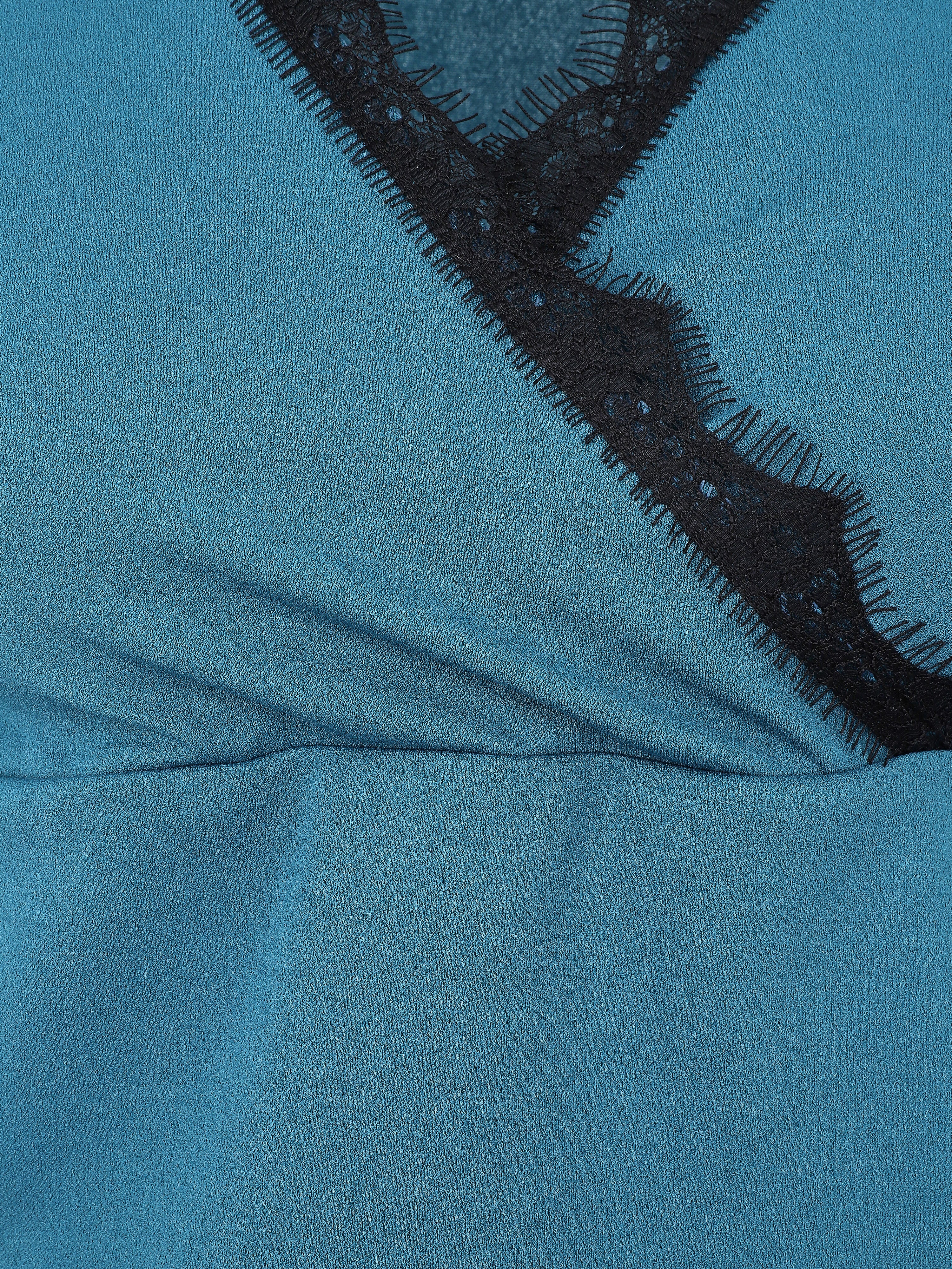 Top cache-coeur à dentelle - Bleu canard - 3