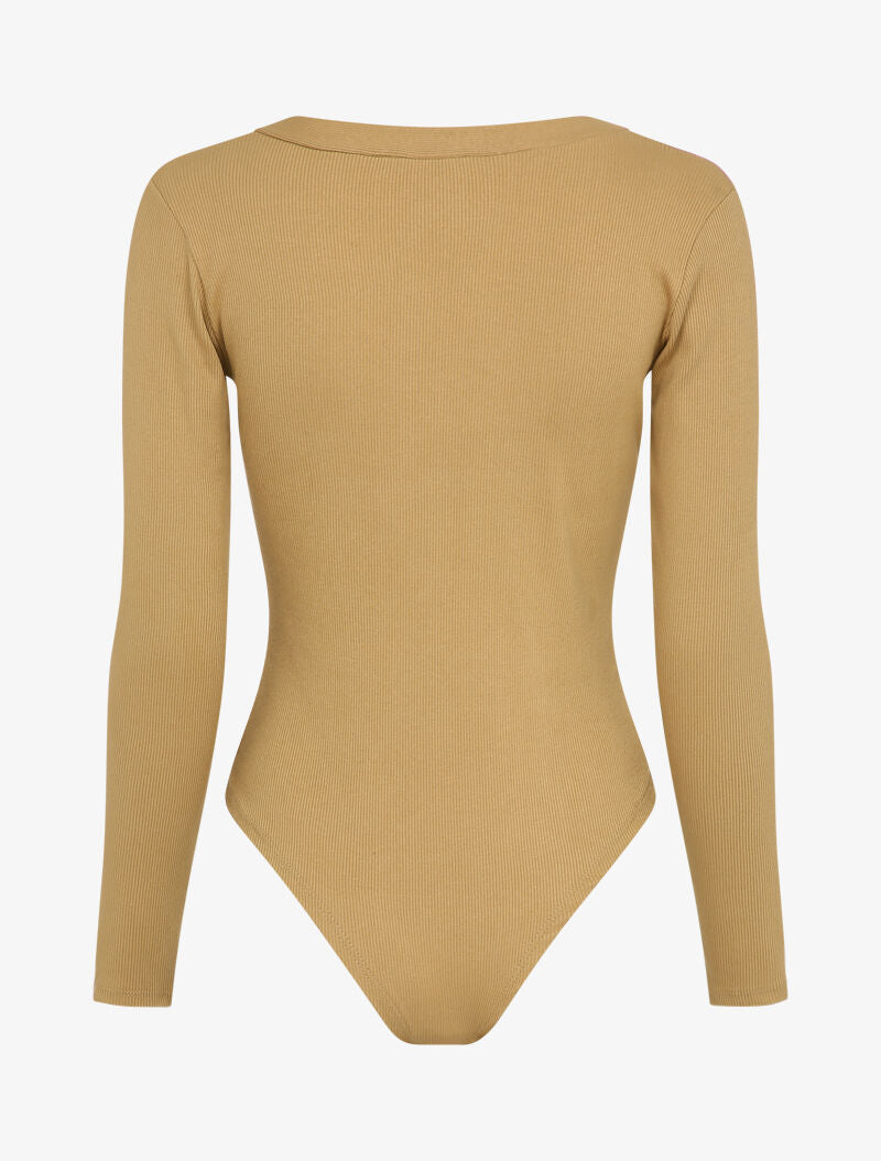 Body stretch à boutons stylisés - Beige foncé - 2