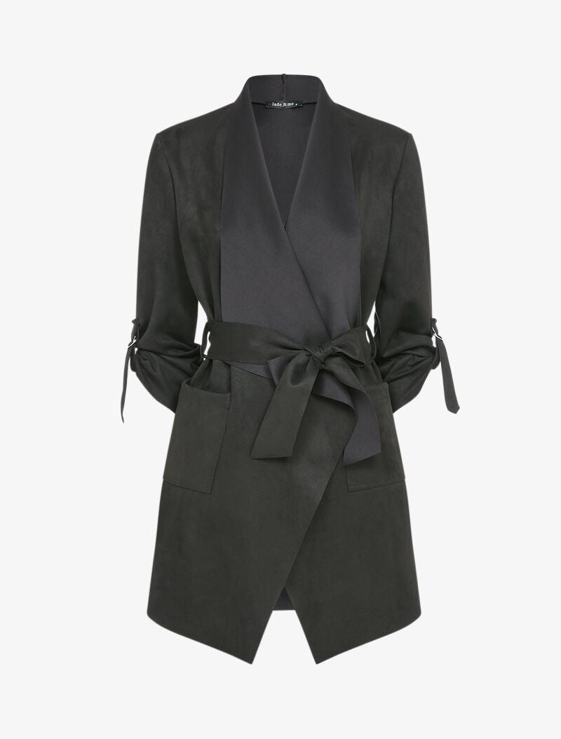 Veste suédée à manches rabattables - Noir - 3