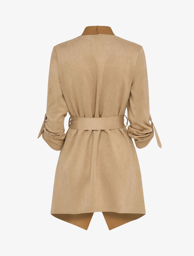 Veste suédée à manches rabattables - Beige - 2