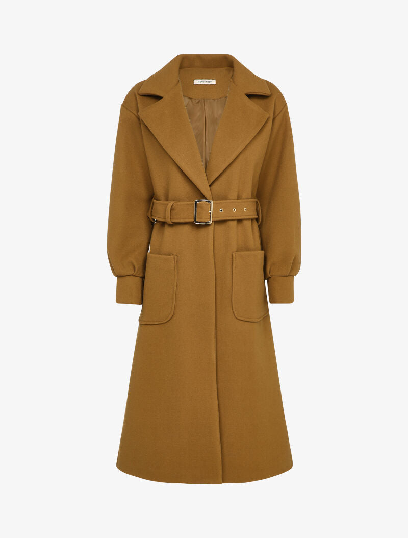 Manteau long à manches ballon - Camel - 1