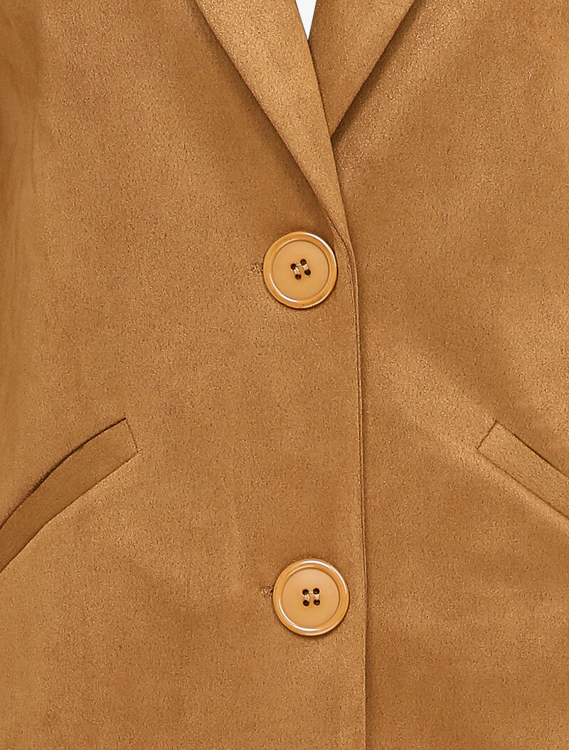 Veste longue en suédine - Camel - 3