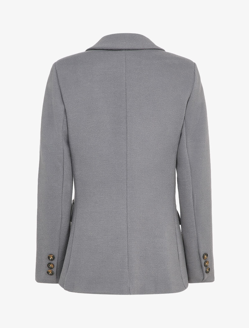 Blazer croisé en feutrine striée - Gris - 2