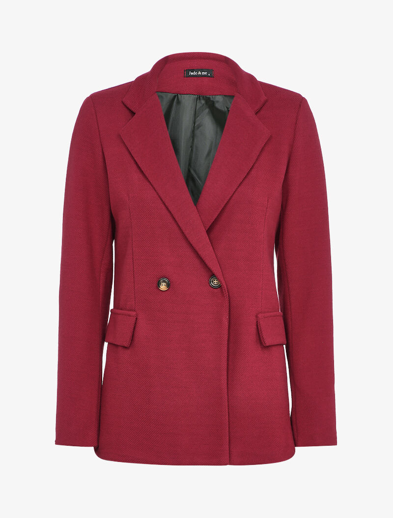 Blazer croisé en feutrine striée - Bordeaux - 1