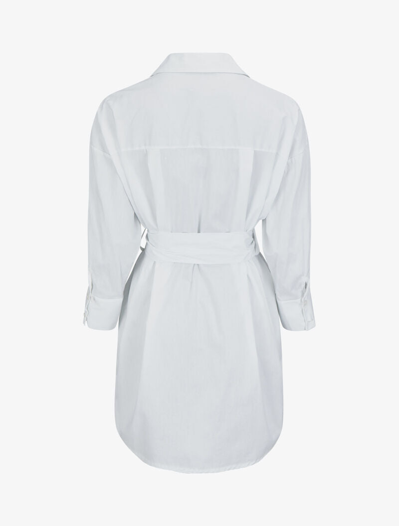 Robe chemise en popeline oversize - Blanc - 2
