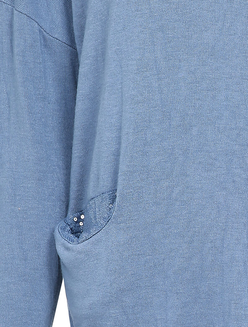 Pull fluide à poches et dos à détail sequins - Bleu ciel - 3