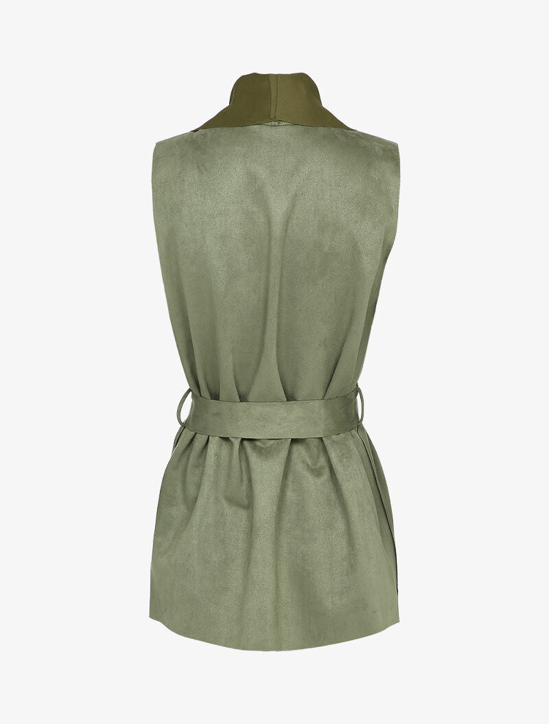 Veste en suédine sans manches - Kaki - 2