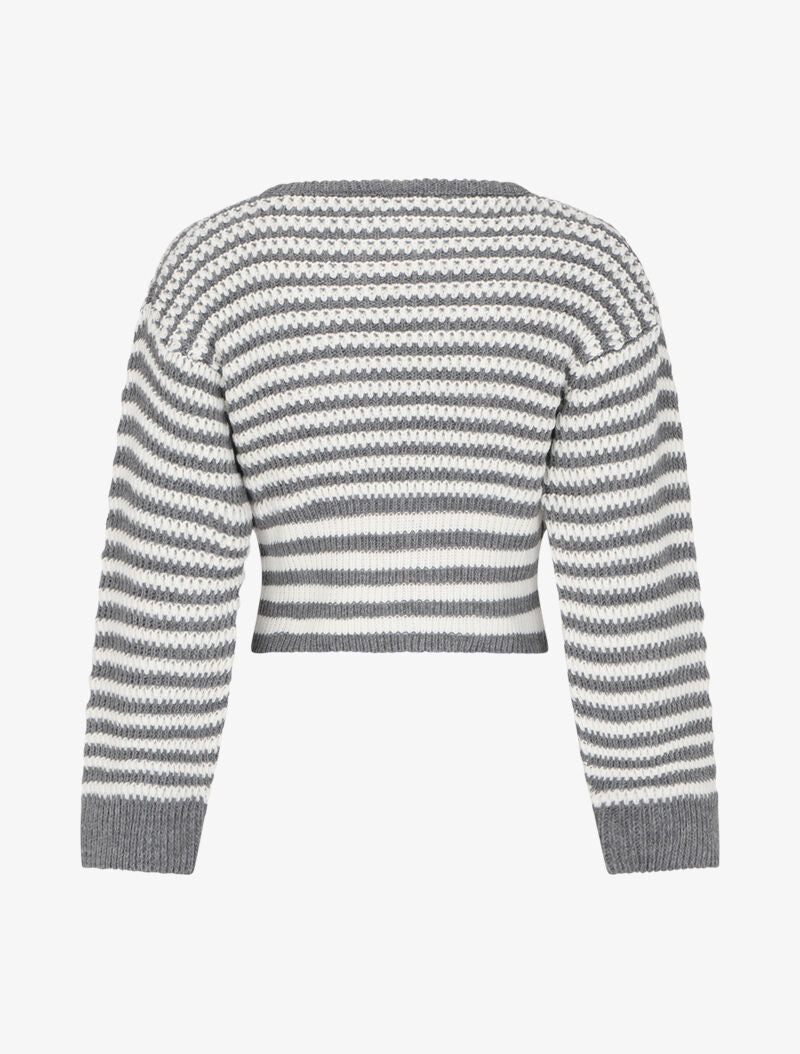 Pull court à rayures - Gris - 2