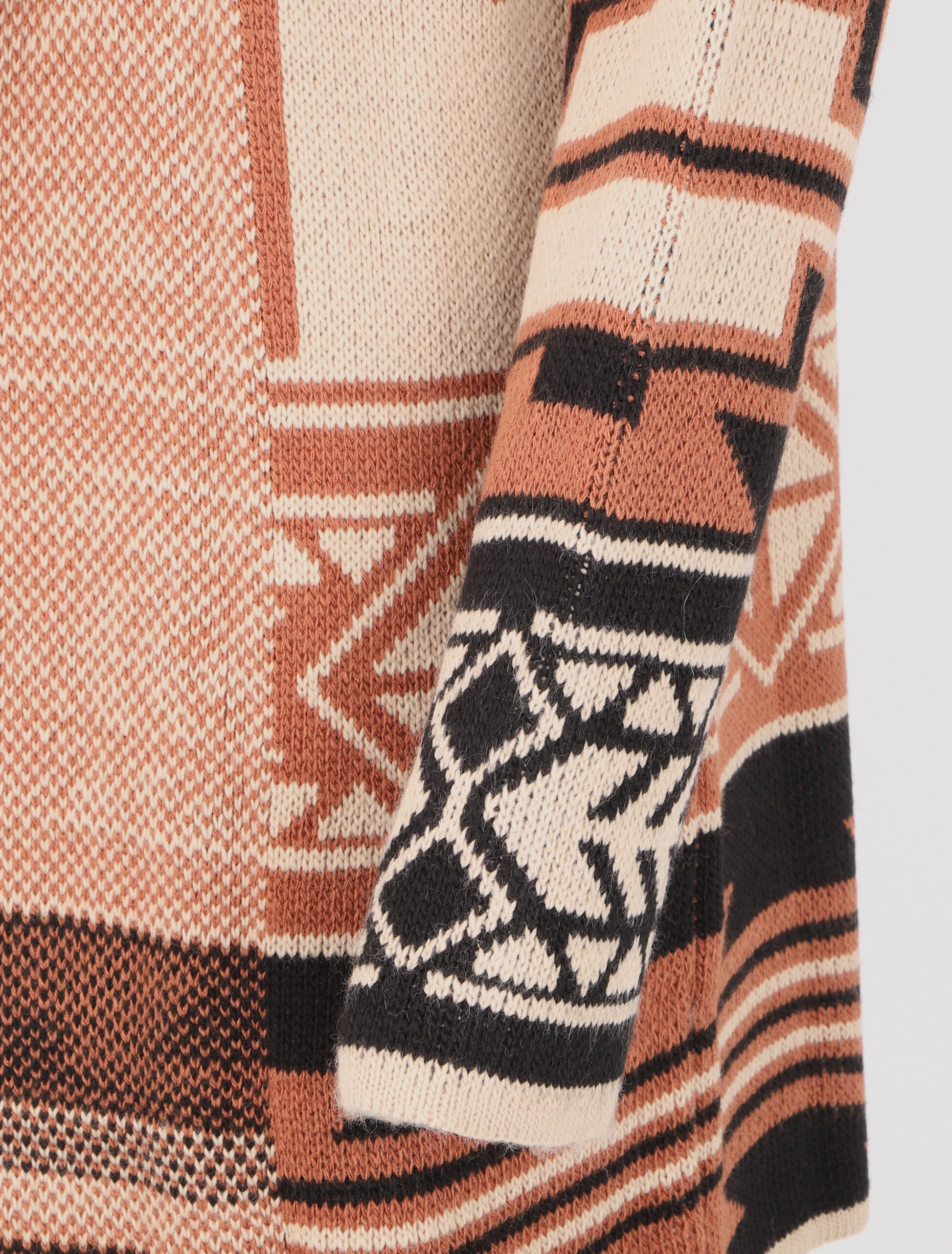Gilet long à motif aztèque - Camel - 3