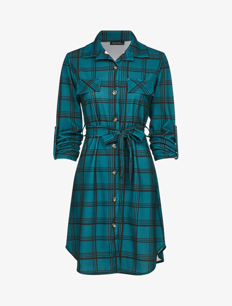 Robe chemise à carreaux - Bleu/noir - 4