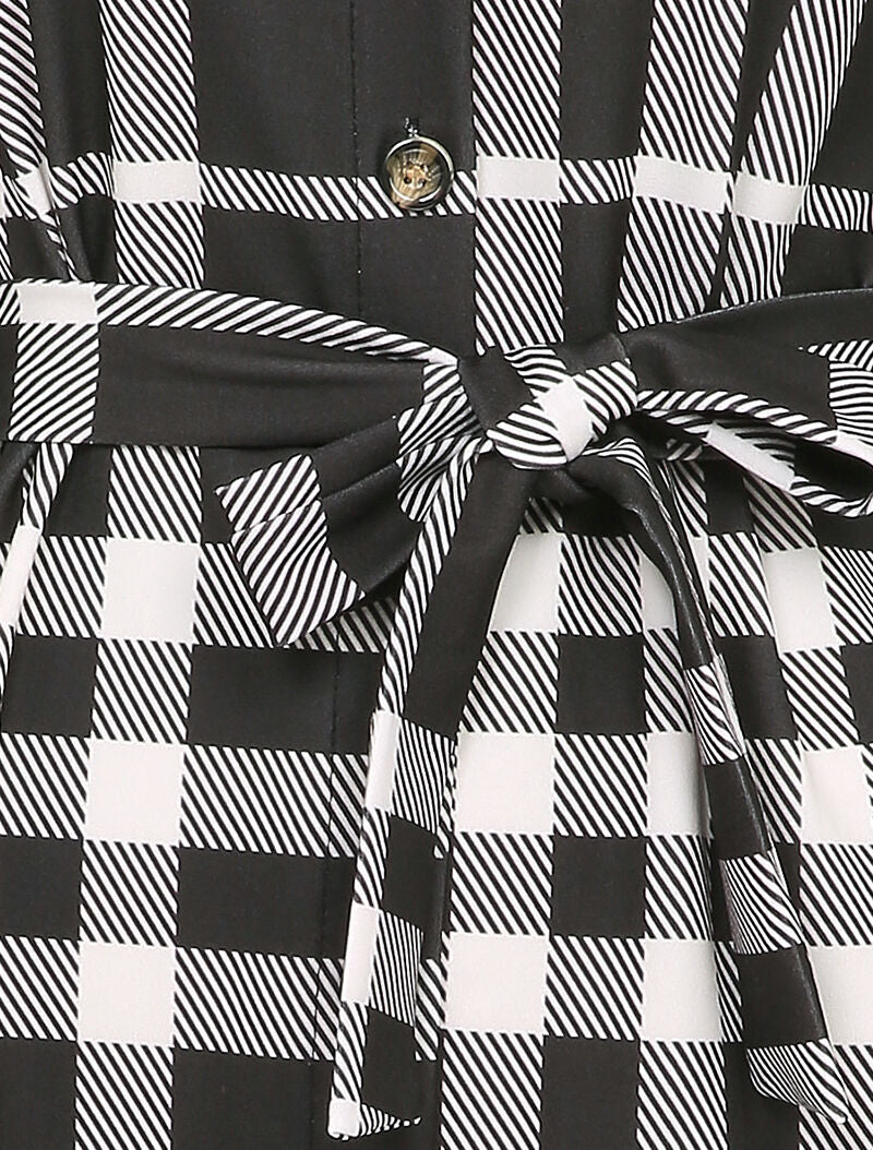 Robe chemise à carreaux graphiques - Noir/blanc - 3