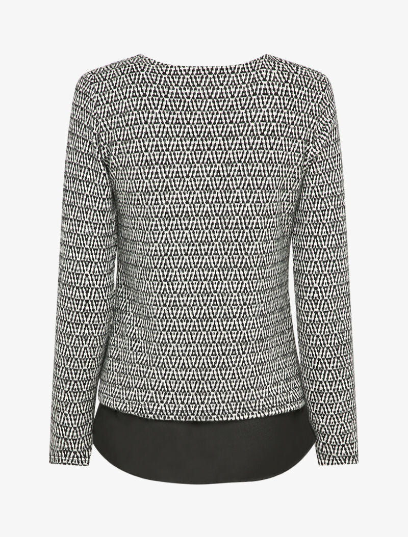 Pull imprimé à superposition - Noir/blanc - 2