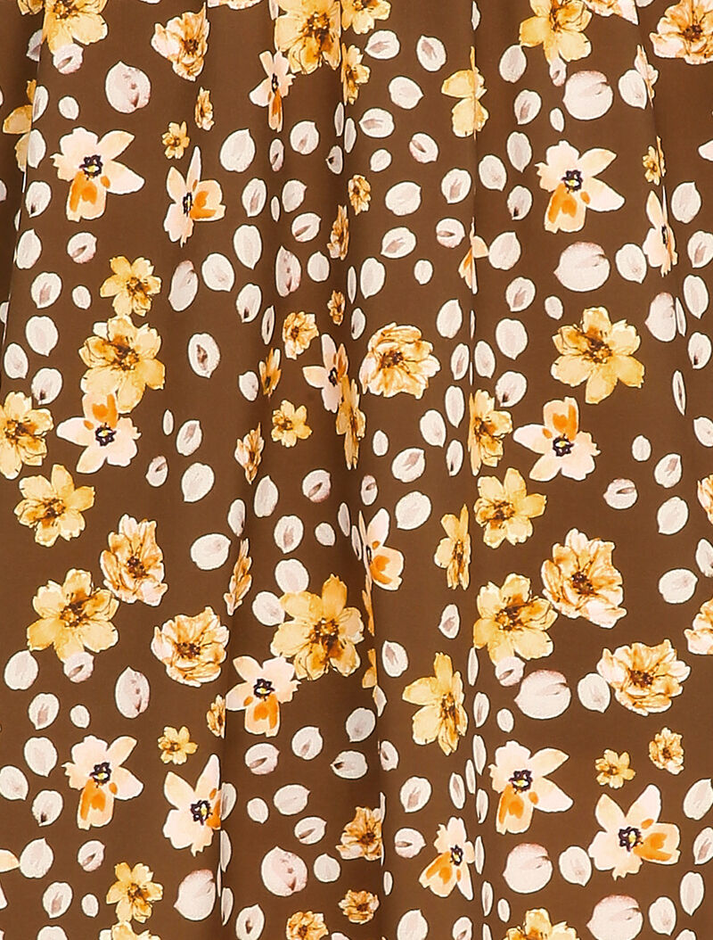 Robe chemise patineuse imprimé fleuri - Marron - 3