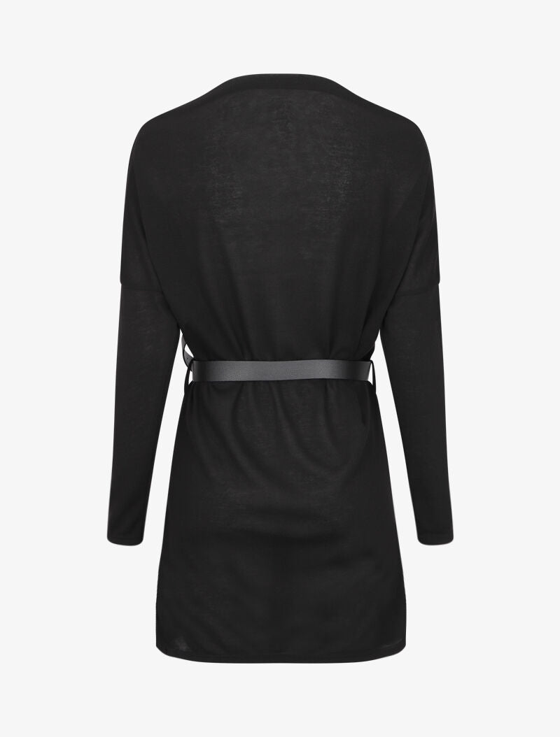 Robe à col bénitier et manches dolman - Noir - 2