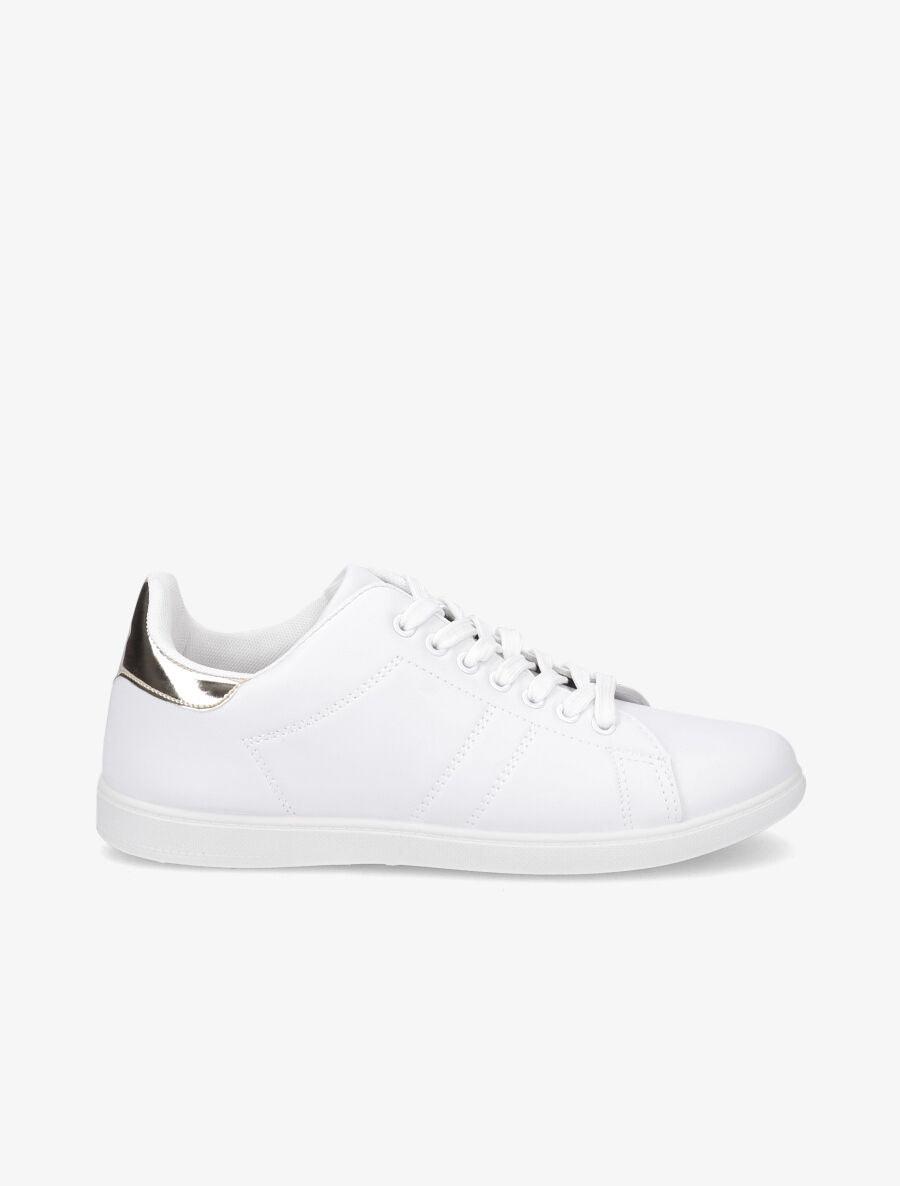 Sneakers blanc et or - noir/blanc - 1