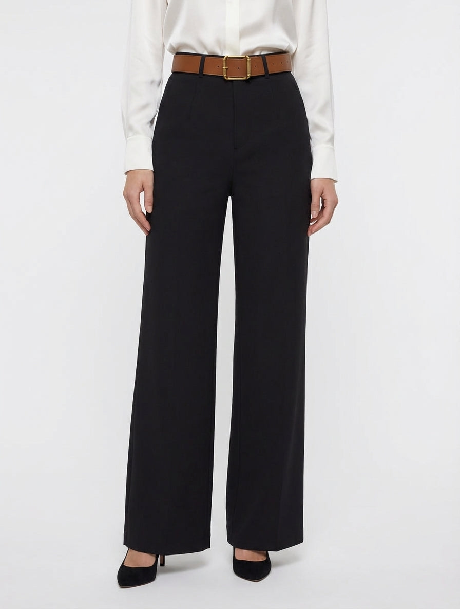 Pantalon taille haute coupe ample - Noir