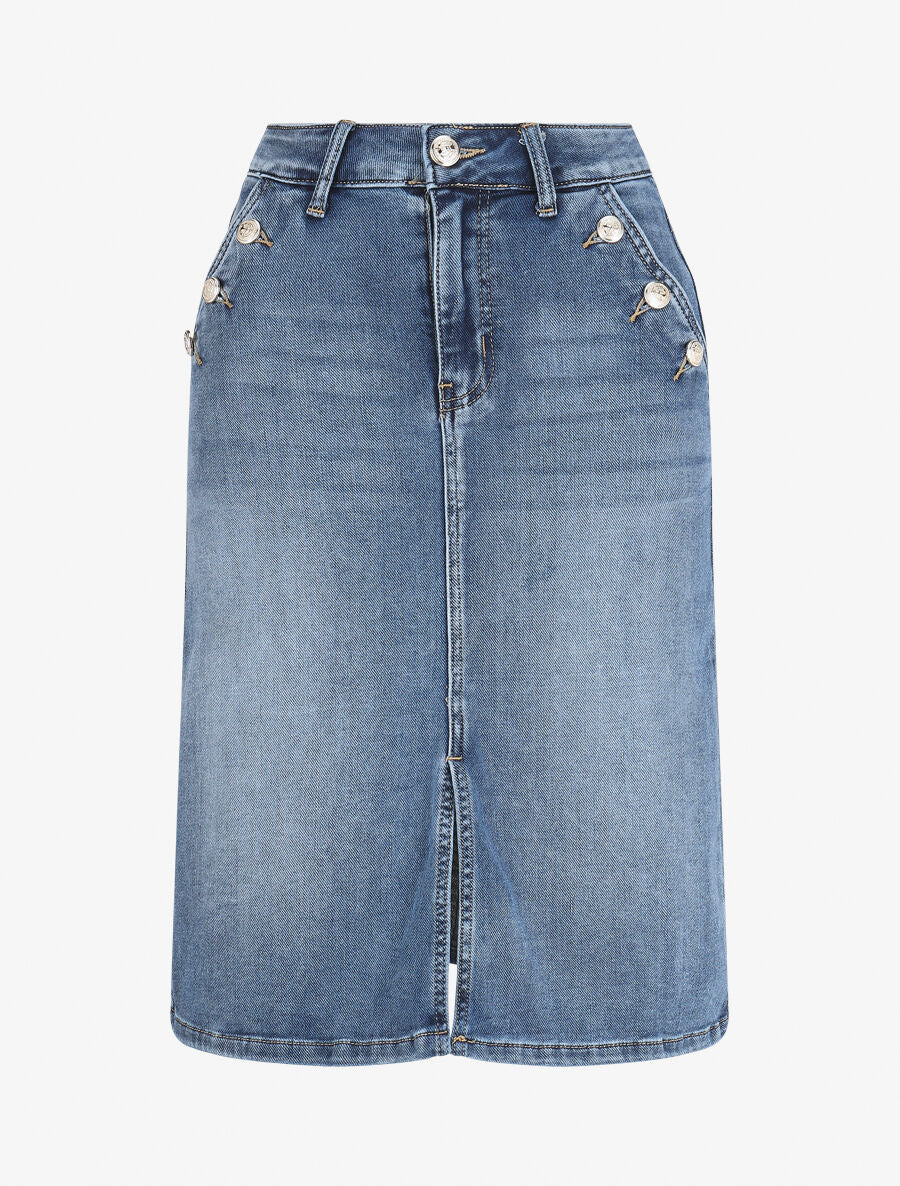 Jupe droite en jean - Bleu denim - 1