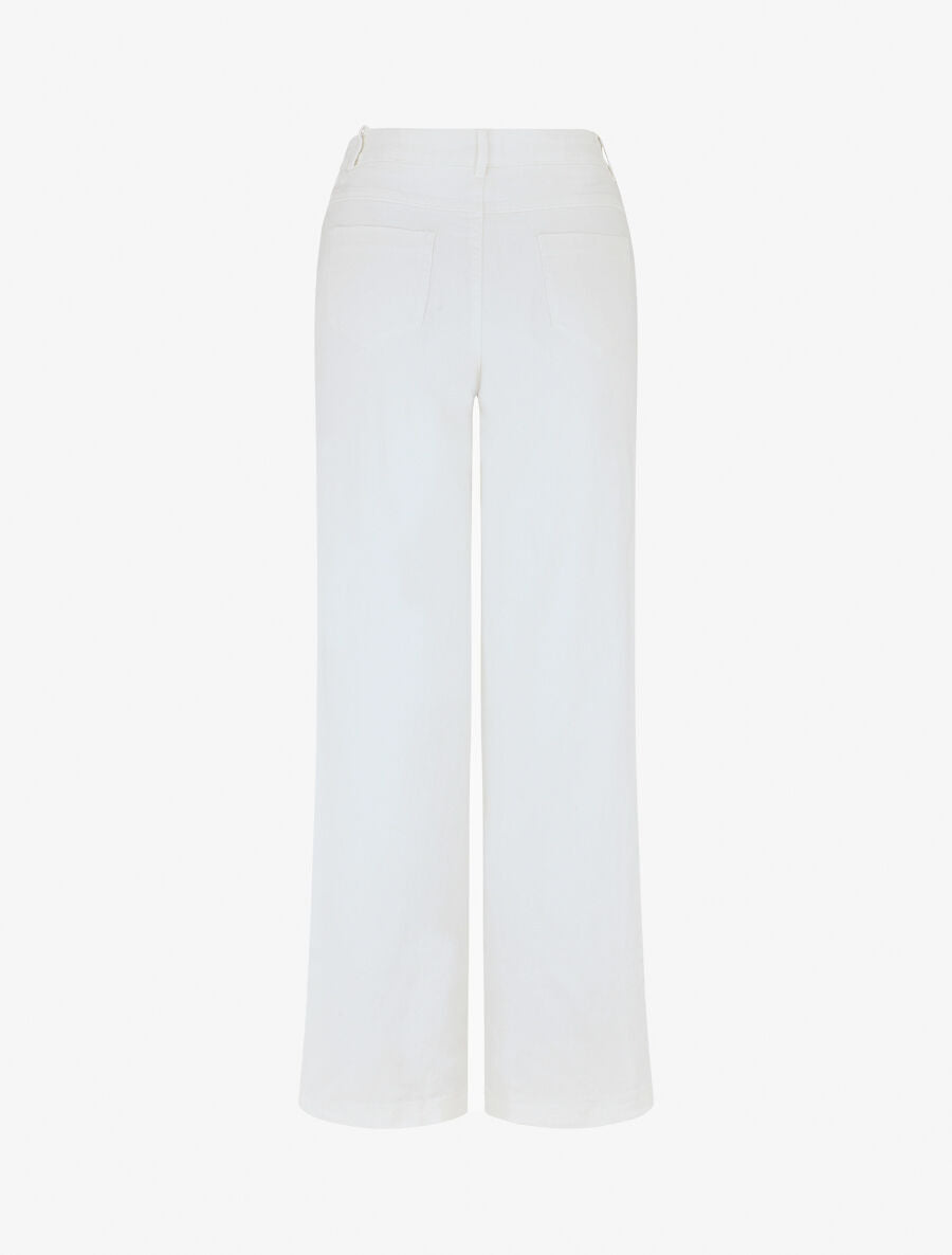 Jean wide leg taille haute coupe droite - Blanc - 2