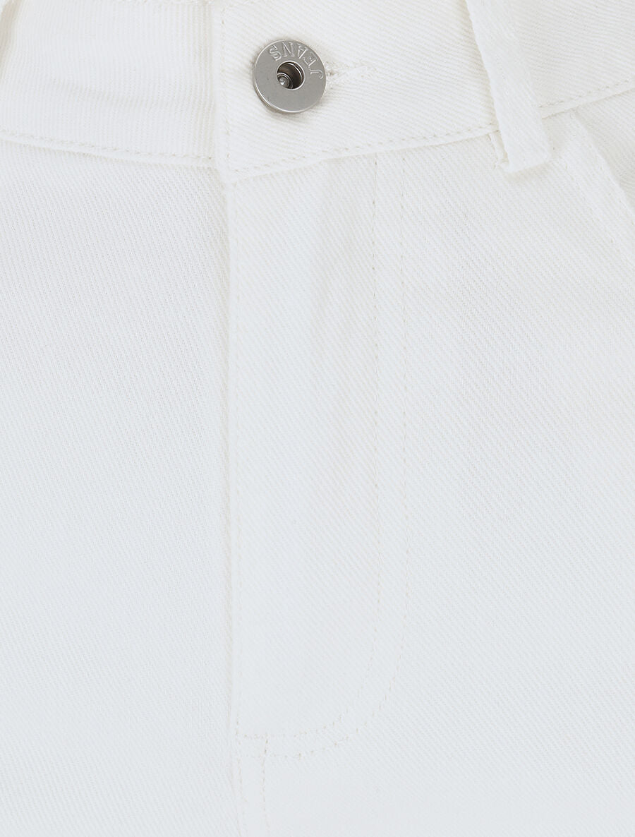 Jean wide leg taille haute coupe droite - Blanc - 3