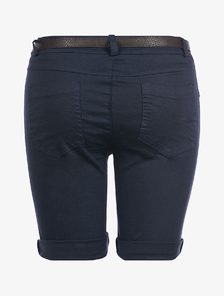 Short uni lacéré - marine - 2