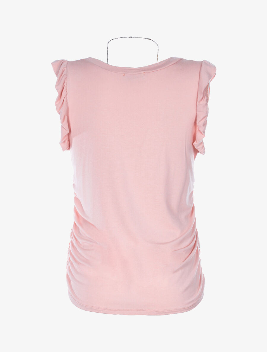 Débardeur épaules froufrou - rose - 2