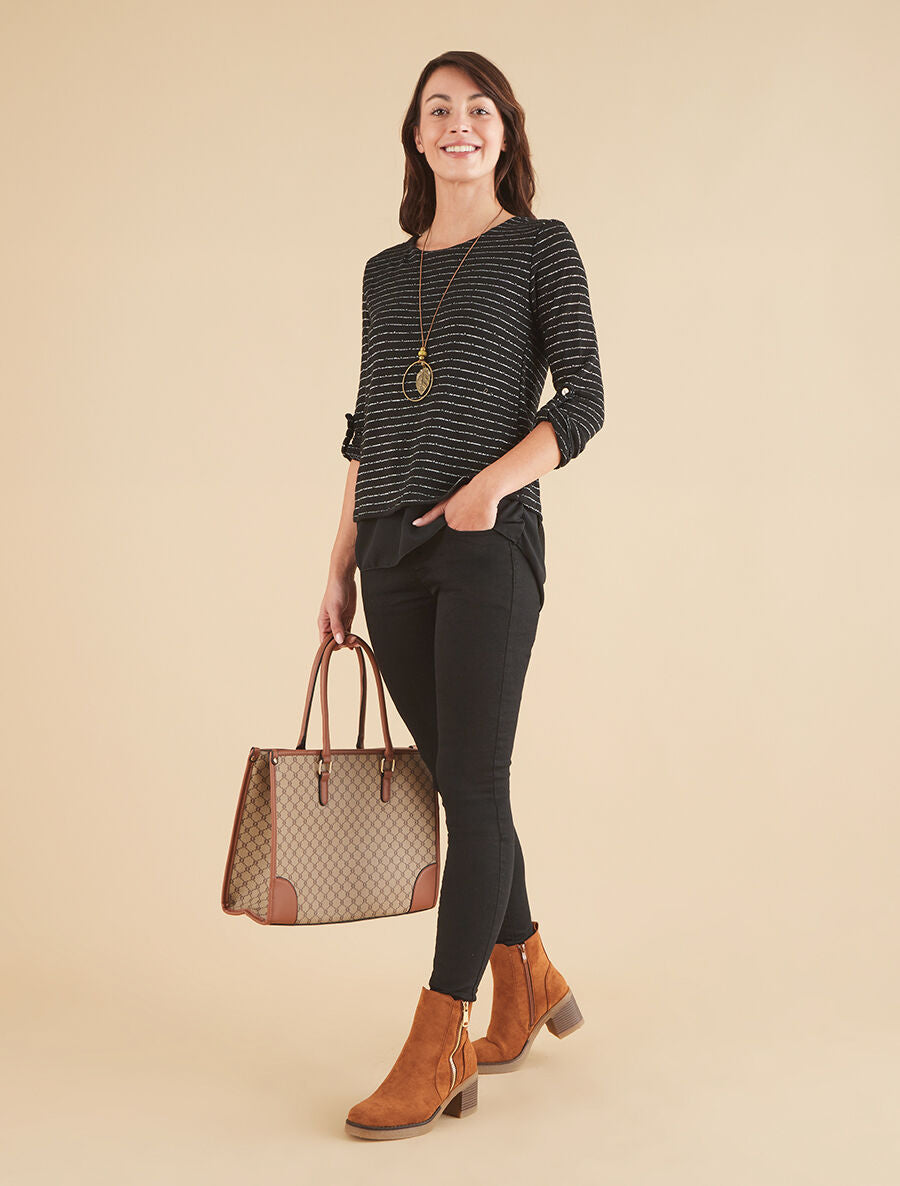 Pull fin à rayures irisées - Noir - 4