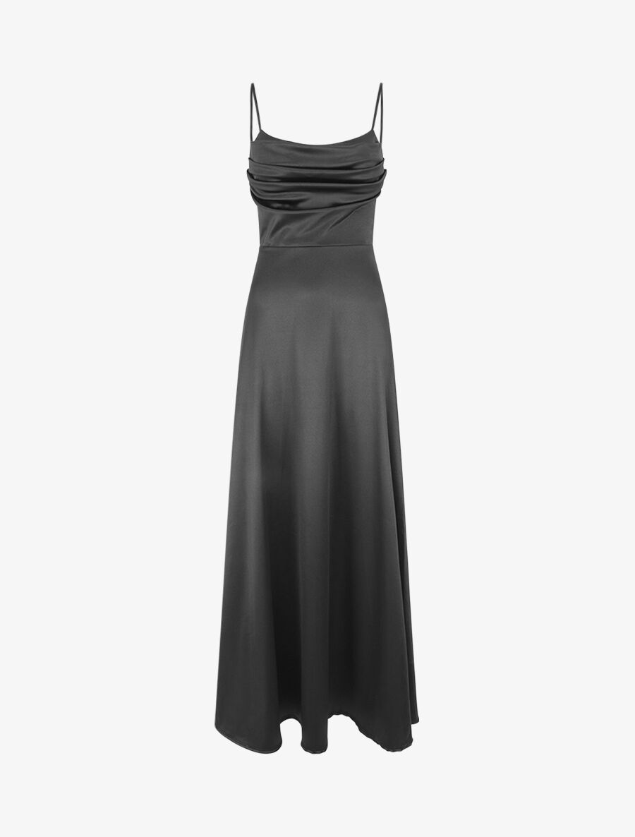 Robe de soirée longue évasée - Noir - 1