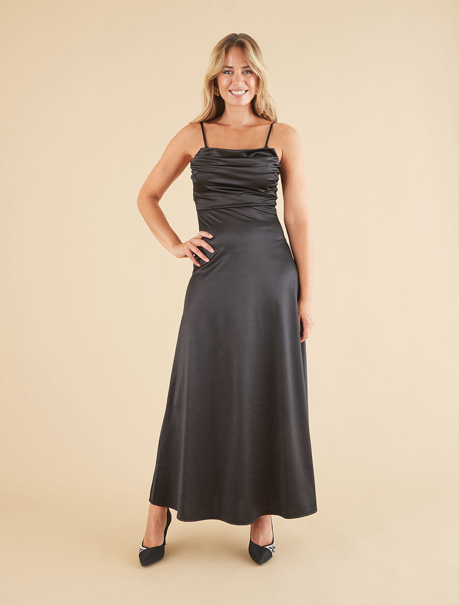 Robe de soirée longue évasée - Noir - 4