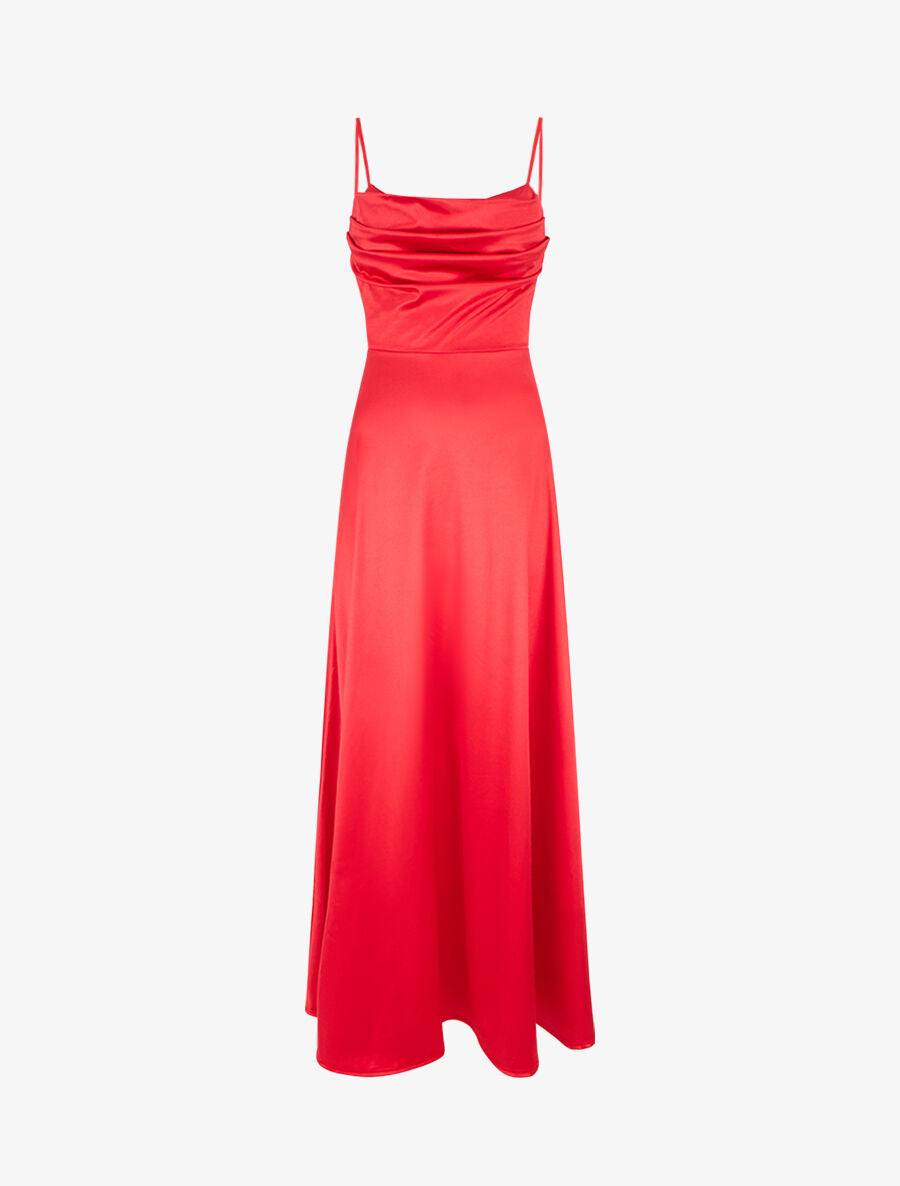 Robe de soirée longue évasée - Rouge - 1