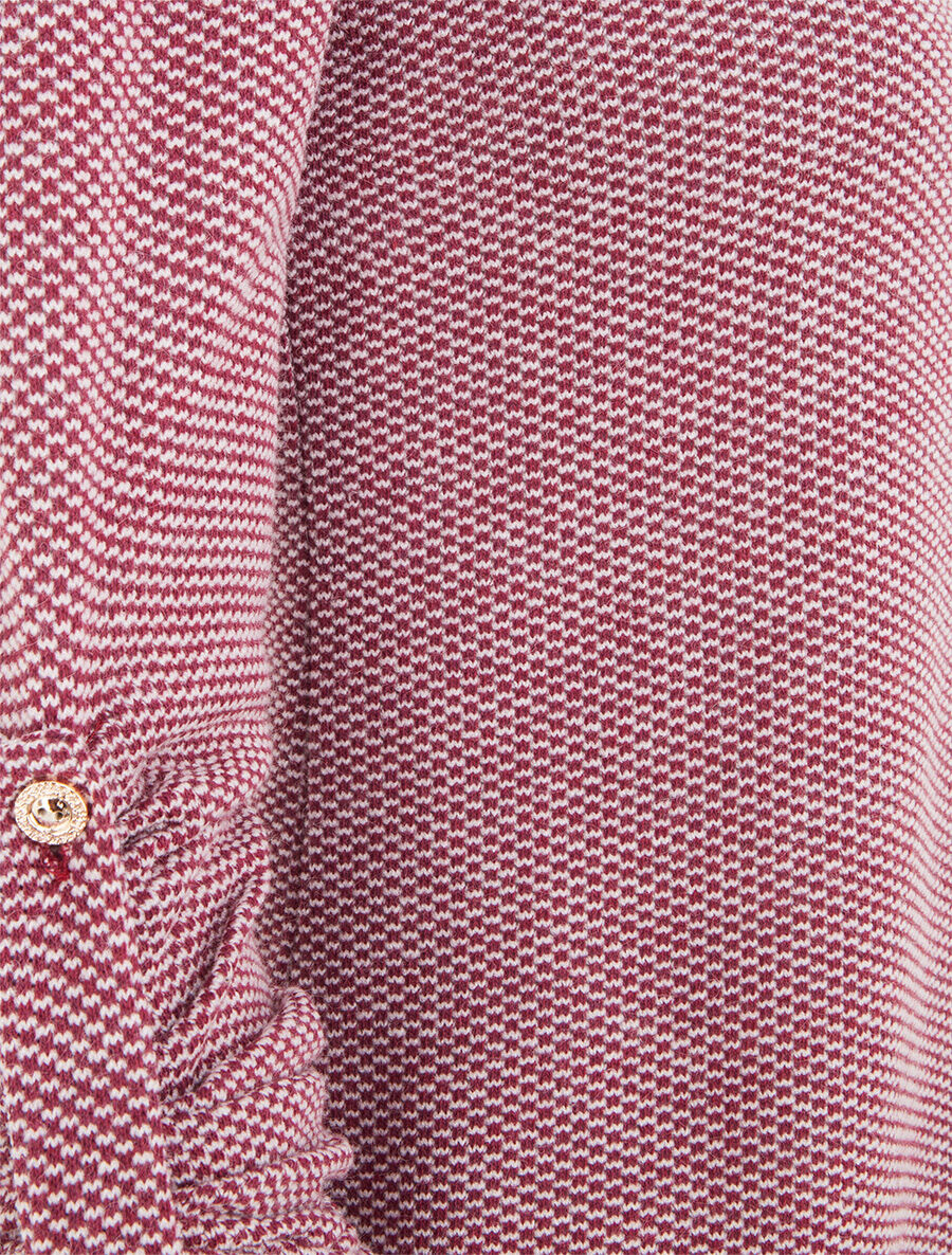 Pull fin à col chemise et manches retroussables - Bordeaux - 3