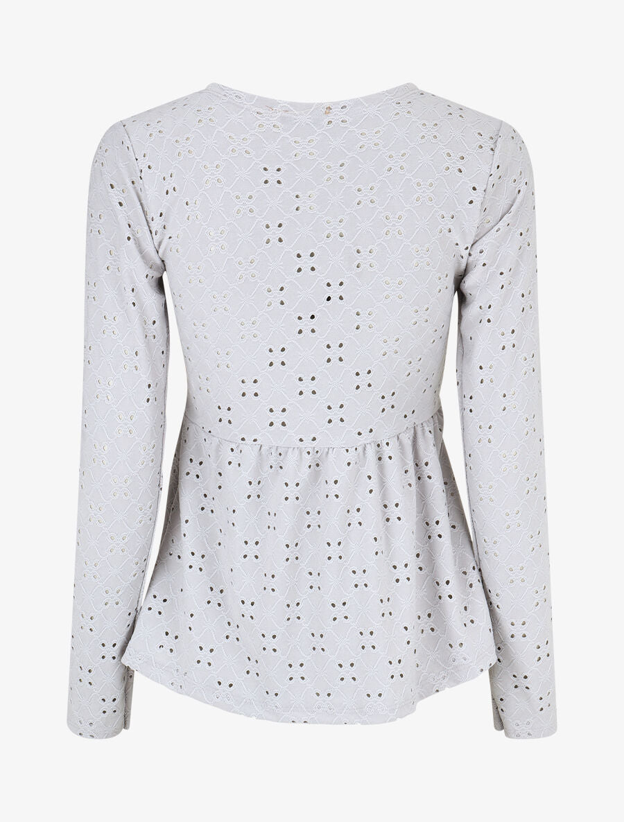 Blouse unie et ajourée - Gris - 2
