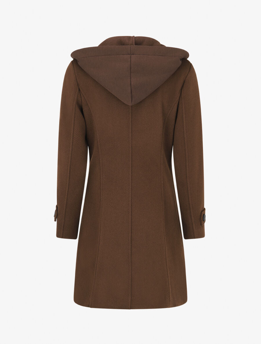Manteau à empiècement style sweat - Marron - 2