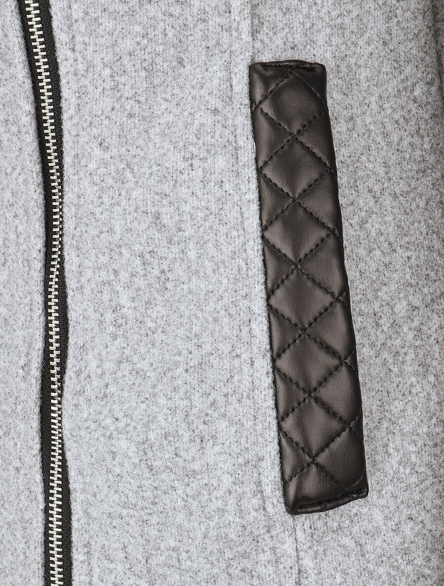 Manteau long à capuche et fourrure synthétique - Gris - 3